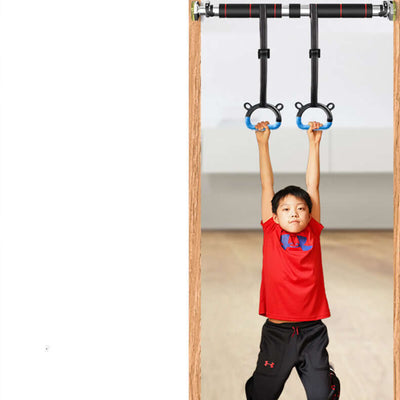Child exercising with children's fitness rings, promoting active play and strength development.