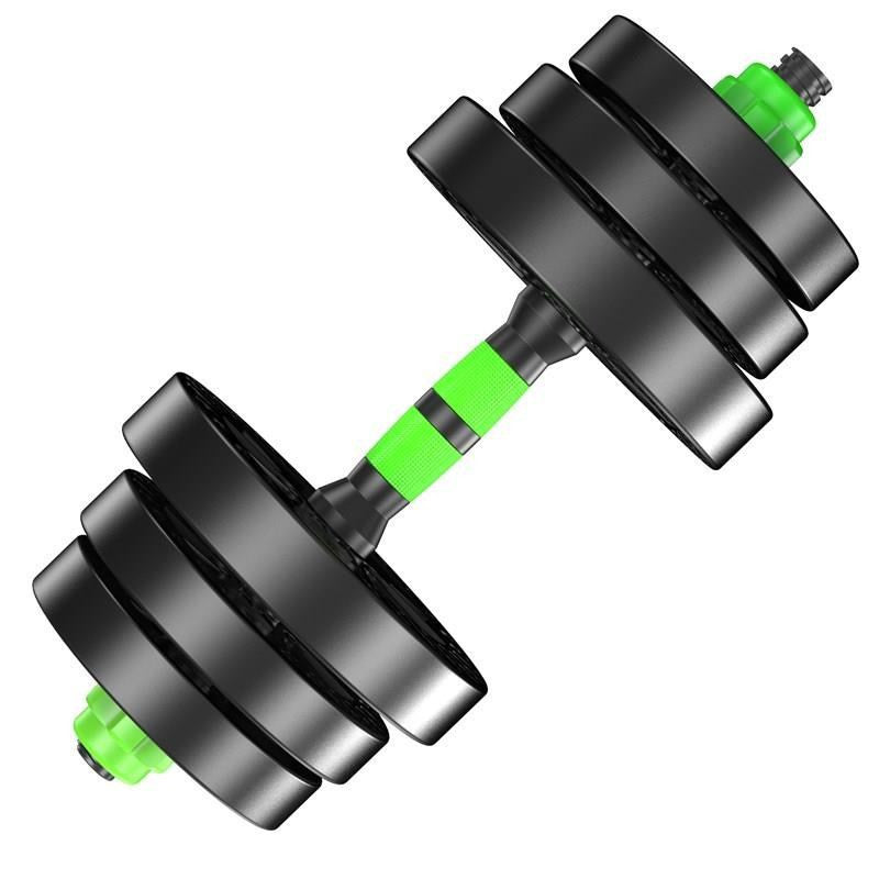 Detachable Fitness Equipment Home - black and green adjustable dumbbell with multiple weight plates.